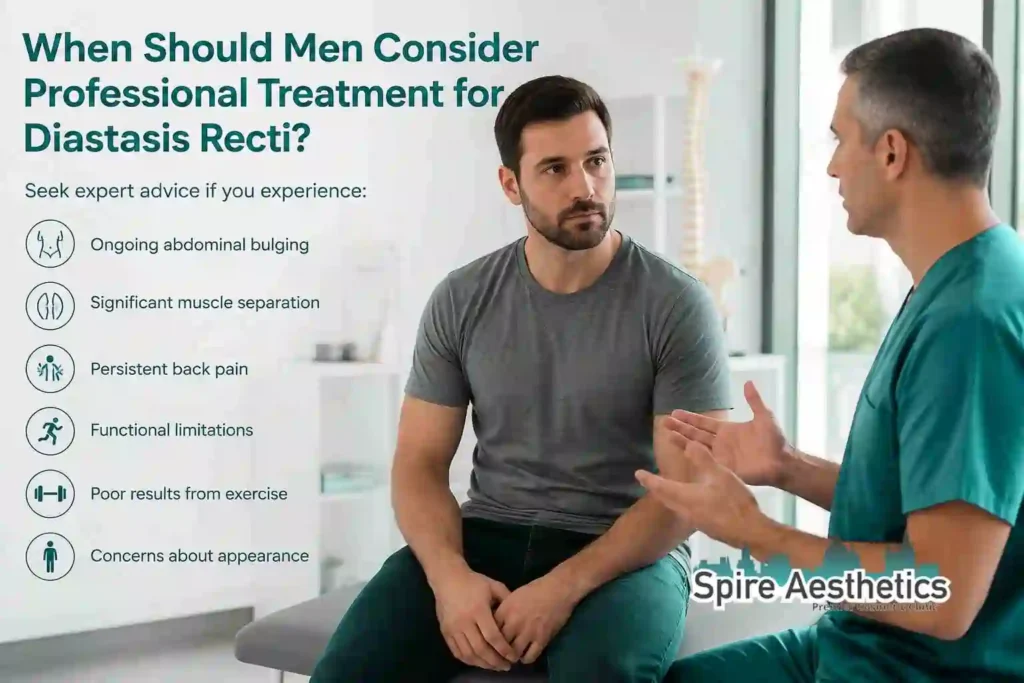 When Should Men Consider Professional Treatment for Diastasis Recti Hinkley?